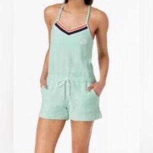 Nike Women’s Terry Towel Romper Mint Green Drawstring Waist Sporty Size Small